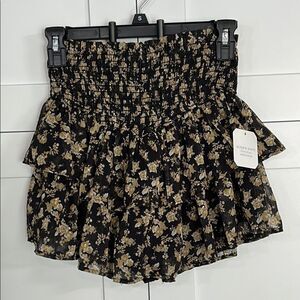 Altar'd State Mini Layers  Skort Black Tan Casual - XS